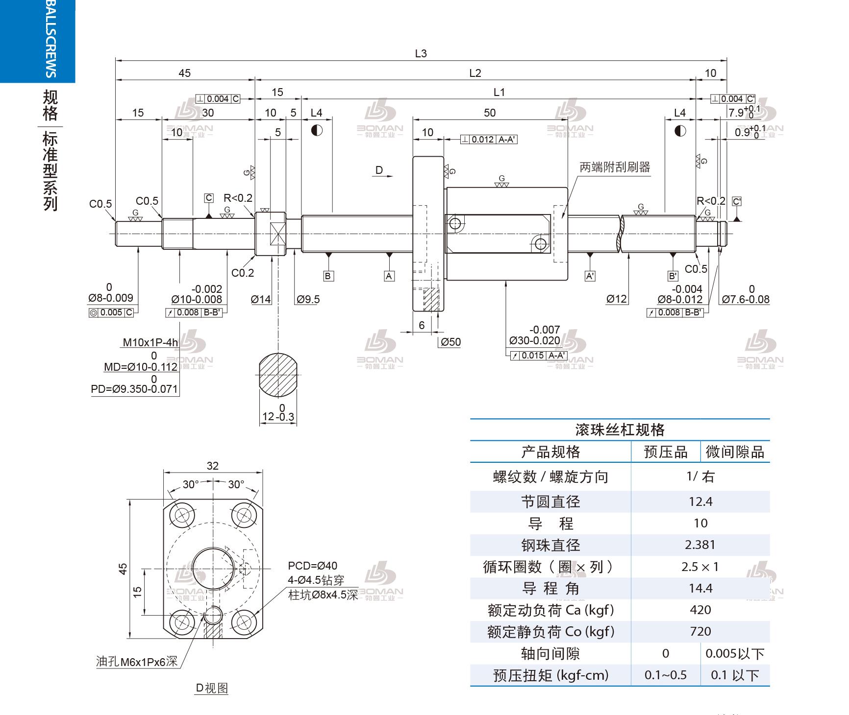 PMI 1R12-10B1-1FSWE-160-230-0.008 pmi丝杆生产工艺
